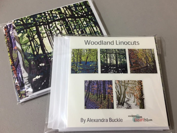 Seasonal Woodland Linocuts card pack