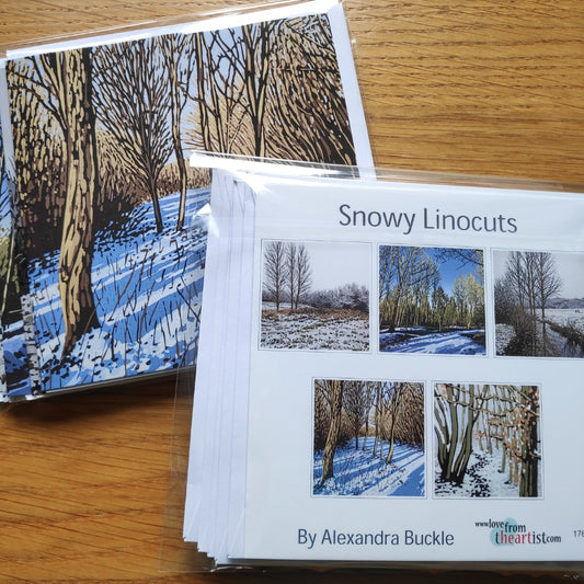 Snowy Linocuts card pack